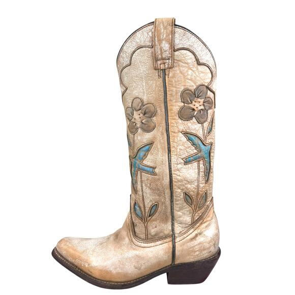 Bed Stu Women’s Valencia Distressed Floral Cowgirl Boot Size US 7 - Picture 3 of 11
